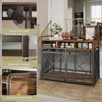 Dog Crate Furniture, 48" Heavy Duty Wooden Dog Crate End Table, XL Dog Kennel Furniture Large Breed, Decorative Dog Kennel Indoor with 3 Drawers & Steel Tubes 48" L x28 W x38 H (Rustic Brown)