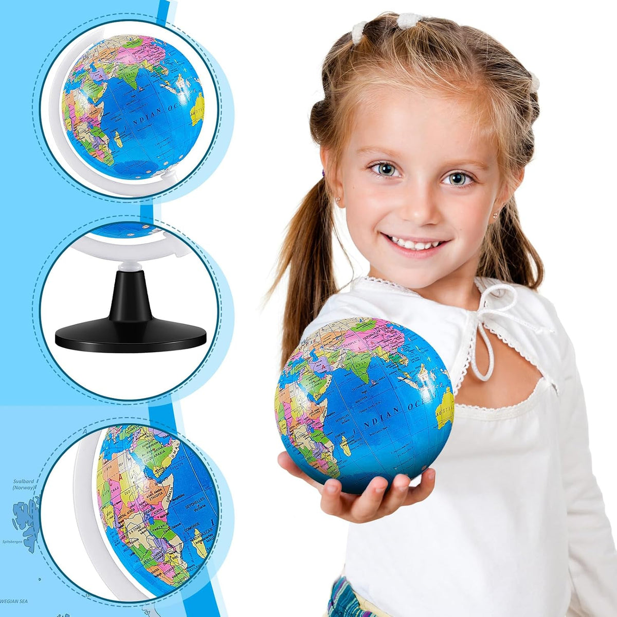 Henoyso mini world globes for kids on plastic stands, 12 pack - view 3