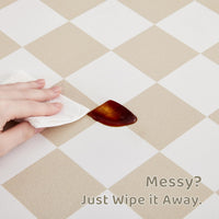Checkered Dog Feeding Mat - 19"L x 12"W / Beige - image 3