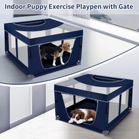Puppy Playpen Indoor for Dog Small Pets - Royal Blue / 41'x41'x25.5' with Cover - image 2