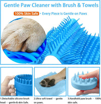 Dog Paw Cleaner Cup with Detachable Top Brush for Large & XL Dogs – Essentials for Dogs - Large(3Towels&Brush) / Blue - image 2