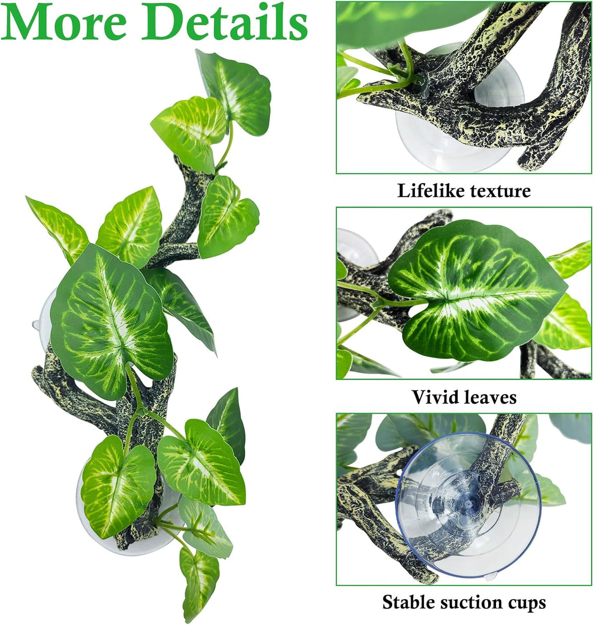 2 PCS Reptile Corner Branch - Green With White - image 3