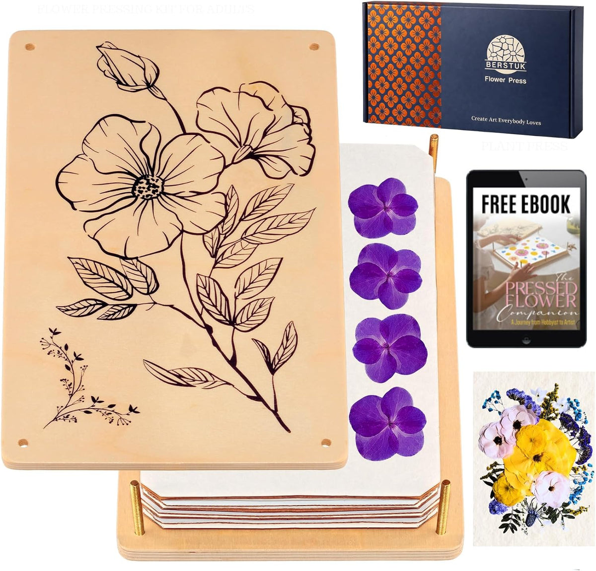 Mini Flower Press Kit for Adults - Travel / pale yellow