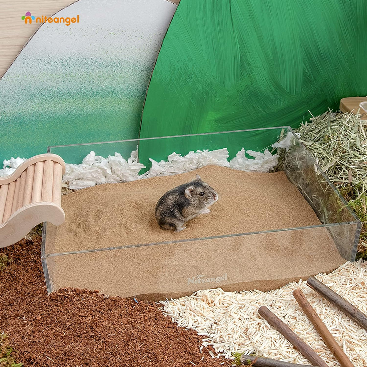 Niteangel Hamster Desert Bath Sand: 2.5lb/40oz No-Dust Bath & Easy - 2.5LB/40oz / Desert Sand - image 4