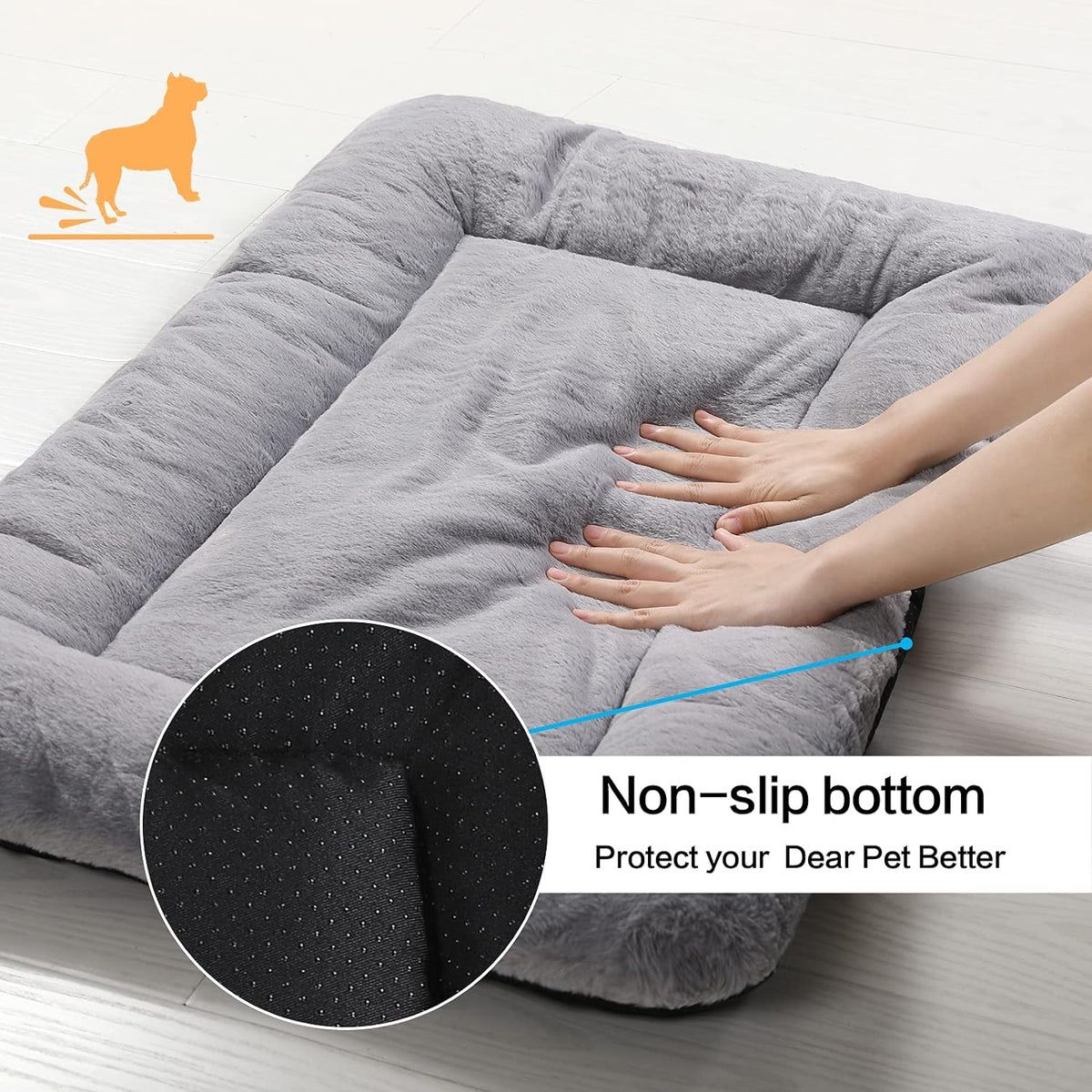 Dog Crate Pad Washable Dog Bed for Crate Medium Cozy Mat 36-Inch Gray – Essentials for Dogs - 36.0"L x 23.0"W x 1.0"Th / gray - image 4