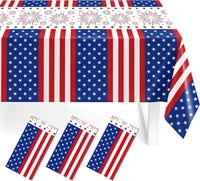 Childom 3 Pack Black and Gold Tablecloths for Events - Red White Blue