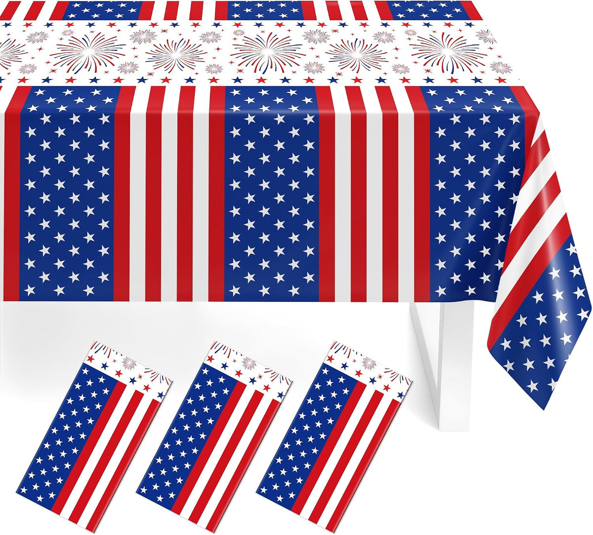 Childom 3 Pack Black and Gold Tablecloths for Events - Red White Blue