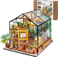 Rolife Greenhouse miniature house kit assembled with plants, wooden furniture and LED light - view 2