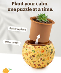 PieceRelax Unique 3D Puzzle Planter, 80 Plastic Pieces [K1101] - Elegant Green - image 2
