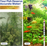 11 in 1 - Aquarium Test Strips | 950 Tests - 150 Strips | Fish Tank Aquariums Water Test Kit & ebook | Aquarium Thermometer | Fish Tank Water Testing Kit Includes 50 Ammonia Strips | Versatile Usage