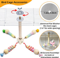 Bird Perch Toy, Kiln-Dried Wood Interactive 360° Spinning Cage Toy – Essentials for Birds - Small (with bells) - image 2