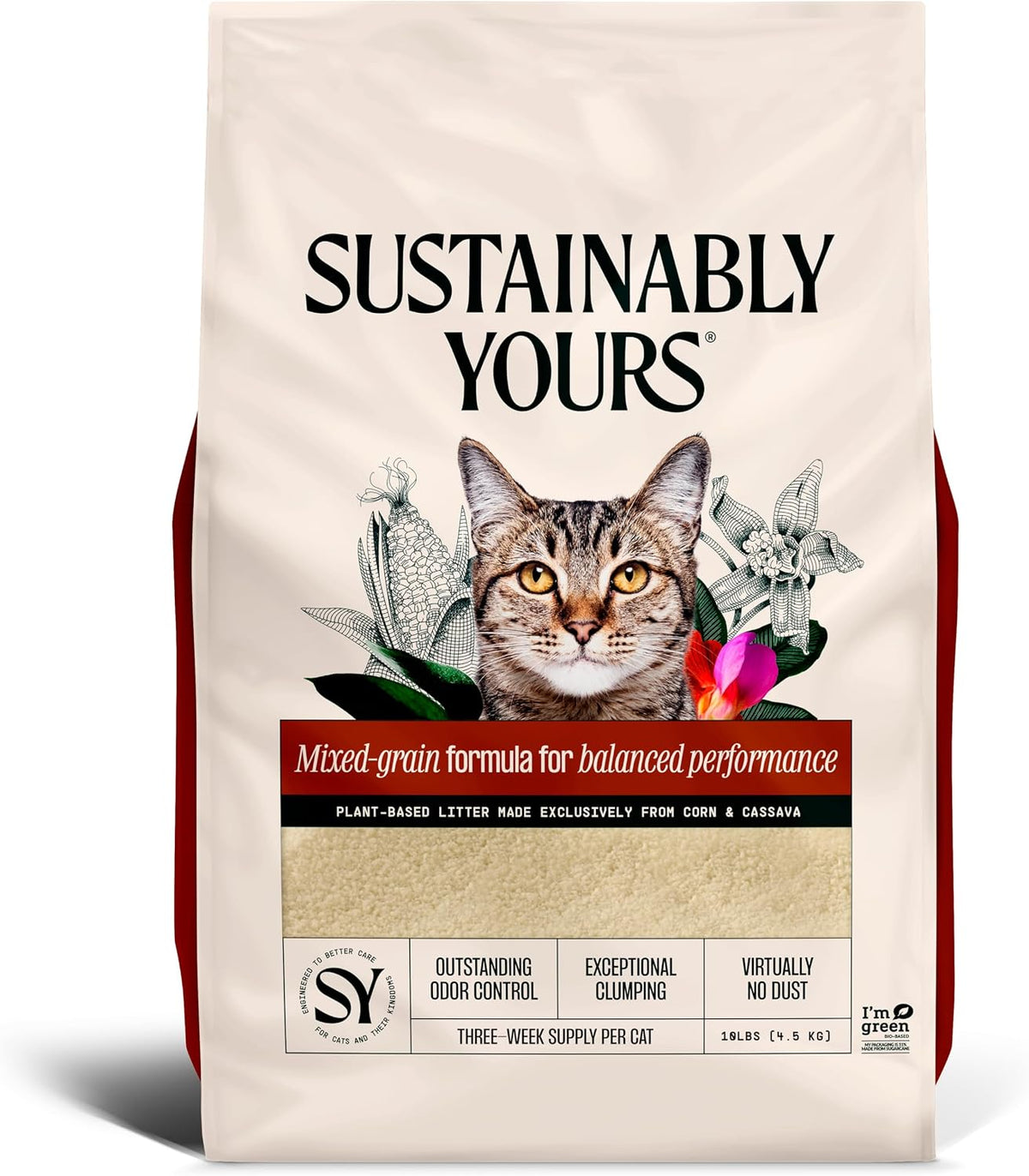 Sustainably Yours Natural Cat Litter, Small-Grain Formula - 10 lb / Mixed grains - image 2