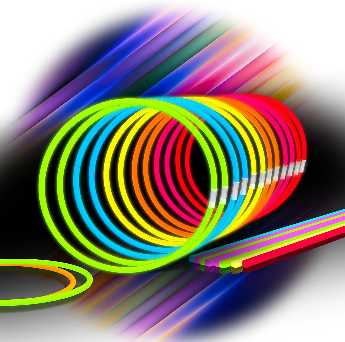 Glow Fever Glow Sticks Bulk 100ct 22'' Glow Necklaces with Connectors - Multi200