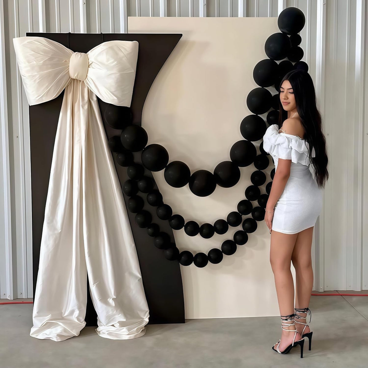 Pearl White Linking Balloons for Wedding Bride Shower Mermaid Party - Black / 6+10 inch - image 4
