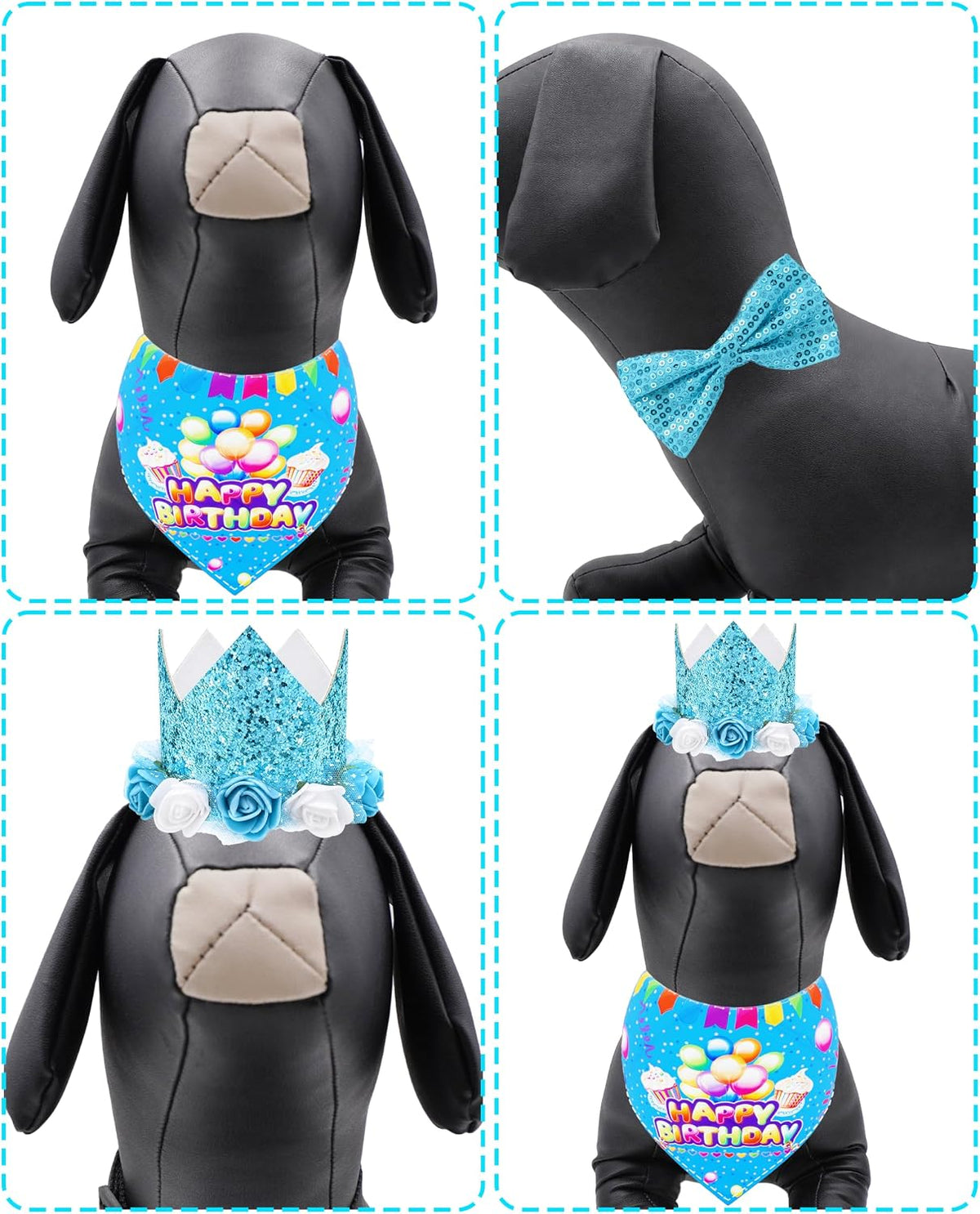 PET SHOW Pink Crown Dog Birthday Party Hat for Girls Reusable - Blue Birthday Kit - image 4