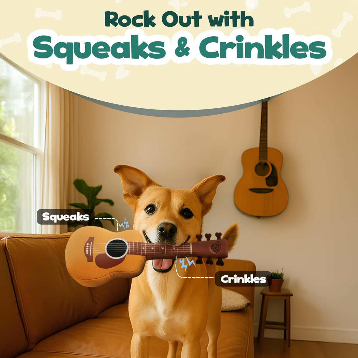 PUPROAR Guitar Dog Toy, Funny Plush Squeaky Puppy Gift - image 2