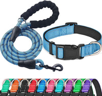 Ladoogo Reflective Dog Collar Padded with Soft Neoprene - Blue / Small