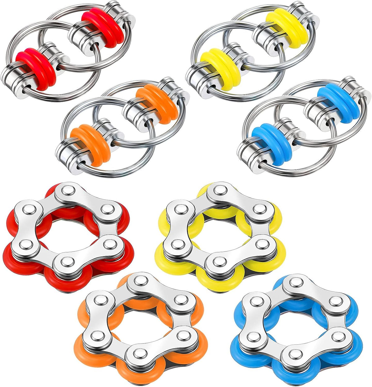 Hicarer 8 Pcs Fidget Toys Set, Red, Sky Blue - Red, Sky Blue, Yellow, Orange