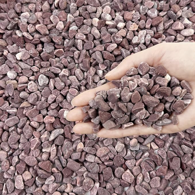 2 lbs Succulent and Cactus Pebbles Gravel, 3/8 Inch Decorative Red River Rocks for Plants Indoor, Vases, Terrarium, Potted Top Dressing and Outdoor Decorative Stones