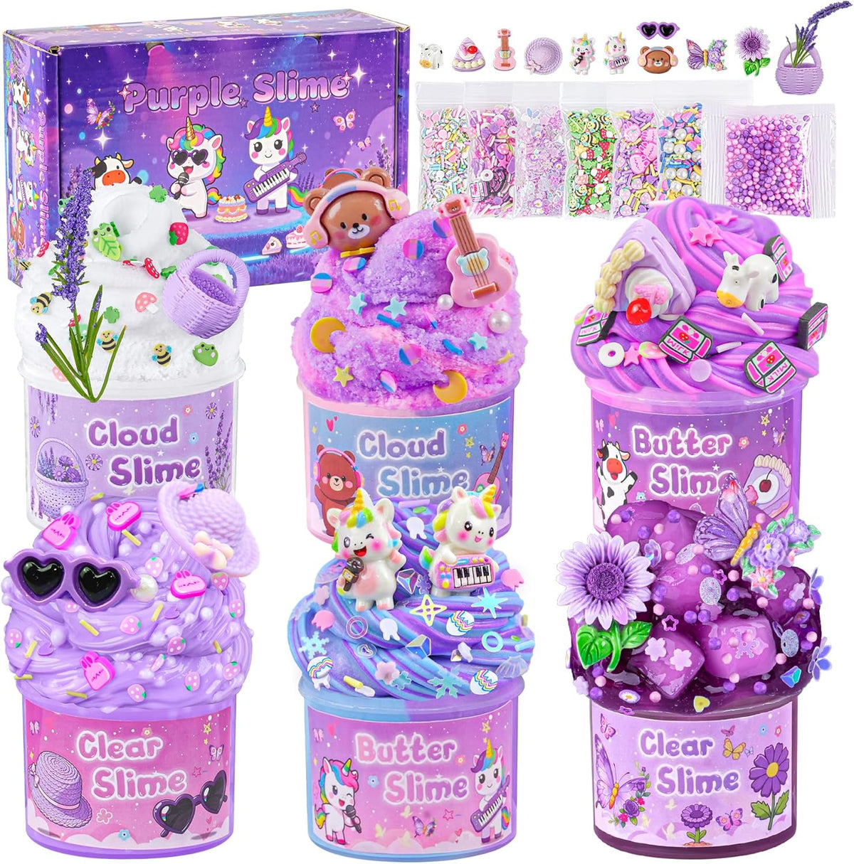 6-Pack Pink Slime Kit for Girls - Lavender