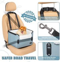 PETSFIT Dog Car Seats for Small Dogs, Patent Safe Buckles Dog Booster Car Seat, Pet Car Seat with Safety Belt, Suitable for Small Pets Up to 25lbs (Mint Green)