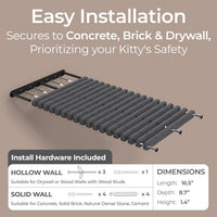 Cat Wall Shelves Set, Indoor & Outdoor by Pryde Pets - Charcoal / 1 Long Cat Climber - image 4