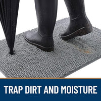 OLANLY Dog Door Mat Set 4-Piece 59x24, Absorbs Moisture and Dirt, Absorbent Non-Slip Washable Doormat, Quick Dry Chenille Mud Mat for Dogs, Entry Indoor Entryway Carpet for Inside Floor, Grey