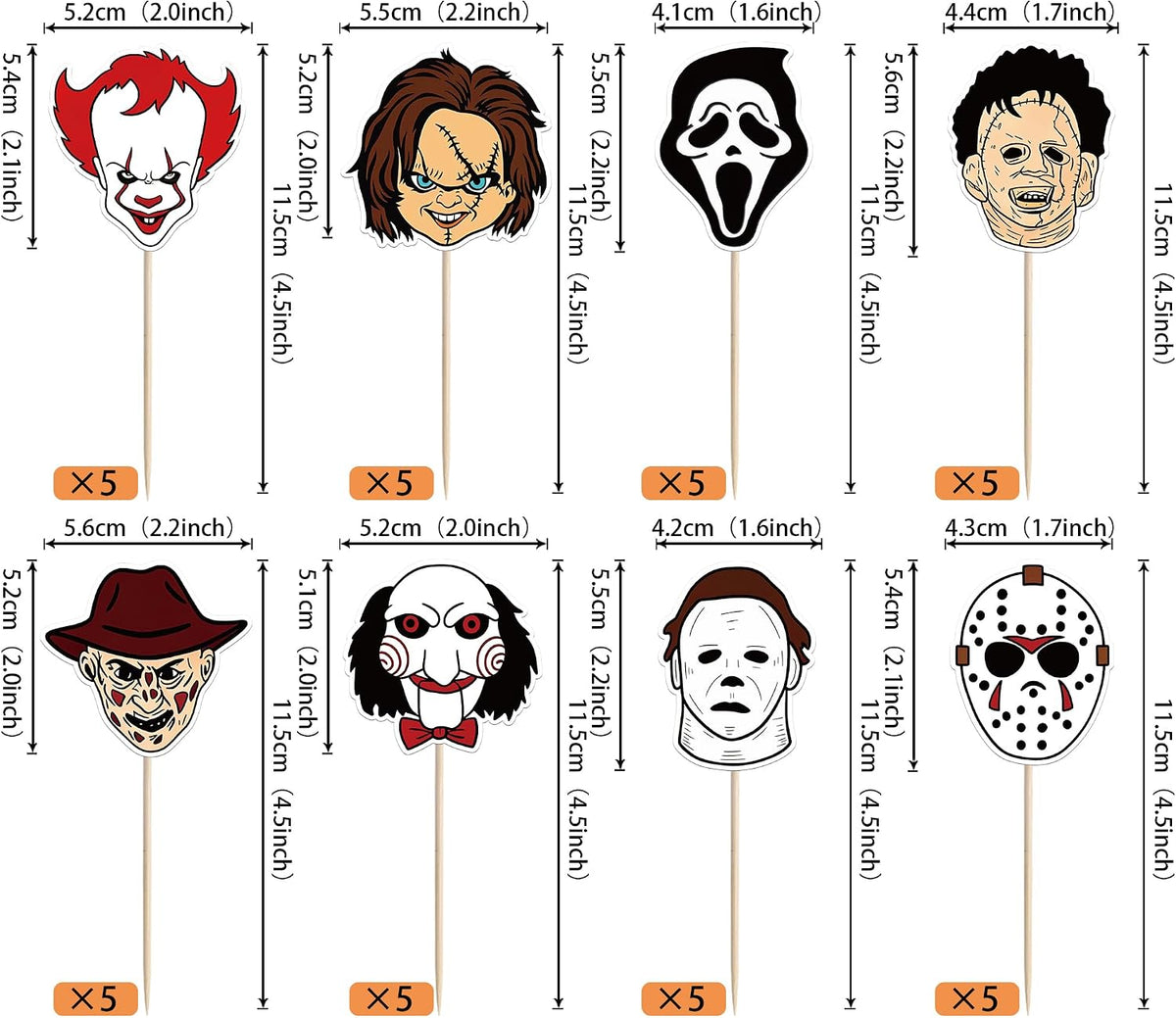 Rsstarxi 24 Have a Killer Birthday glitter horror cupcake toppers - view 11