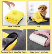 Dog Bath Towel - Super Absorbent Microfiber Dog Towel for Small Dogs and Cats, Yellow & Grey 11.8" - Small - image 4