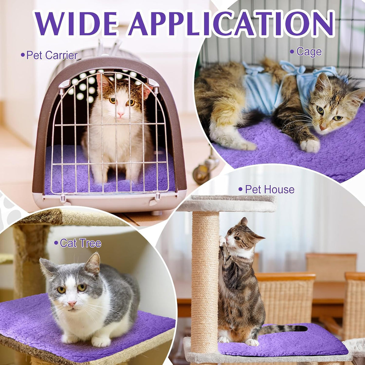 Drydiet 4 Pack Self Warming Cat Mat for Pets - 16 x 20 Inch / Purple / Solid - image 4