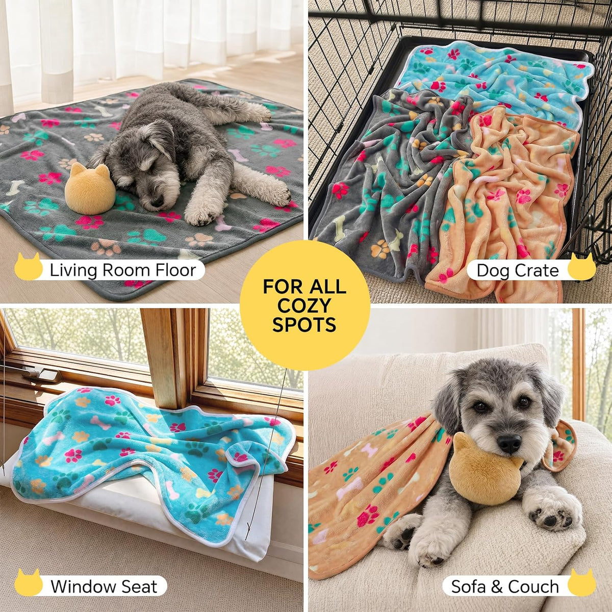 Luciphia 1 Pack 3 Blankets Fluffy Premium Fleece Pet Blanket Flannel - 30x20 inch (Pack of 3) / Grey Bone - image 2