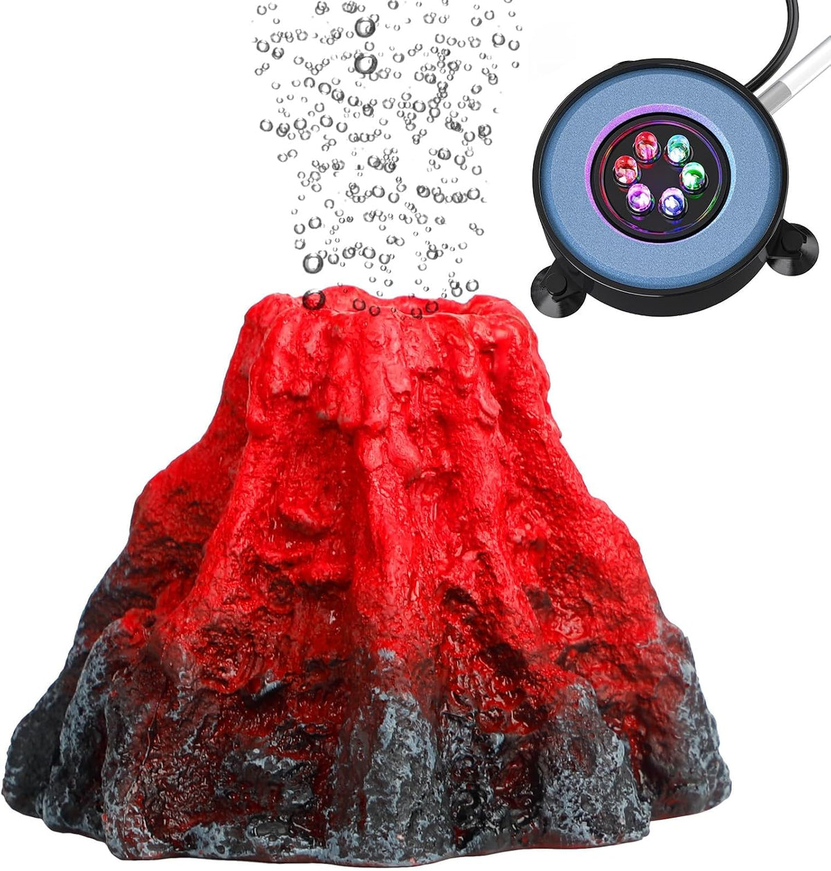 Uniclife Aquarium Volcano Ornament Kit Realistic Resin Volcanic - Multicolor (Red Volcano)