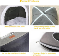 Cat Bed for Indoor Cats - Cat Cave Beds Cat House Cat Tent with Removable Washable Cushioned - Grey-2 / M(15 x 15 x 15 Inch) - image 4