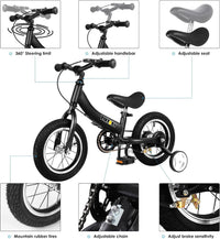 bikeboy 2 in 1 balance bike with pedals and hand brake, 12 14 16 inch wheels - view 14