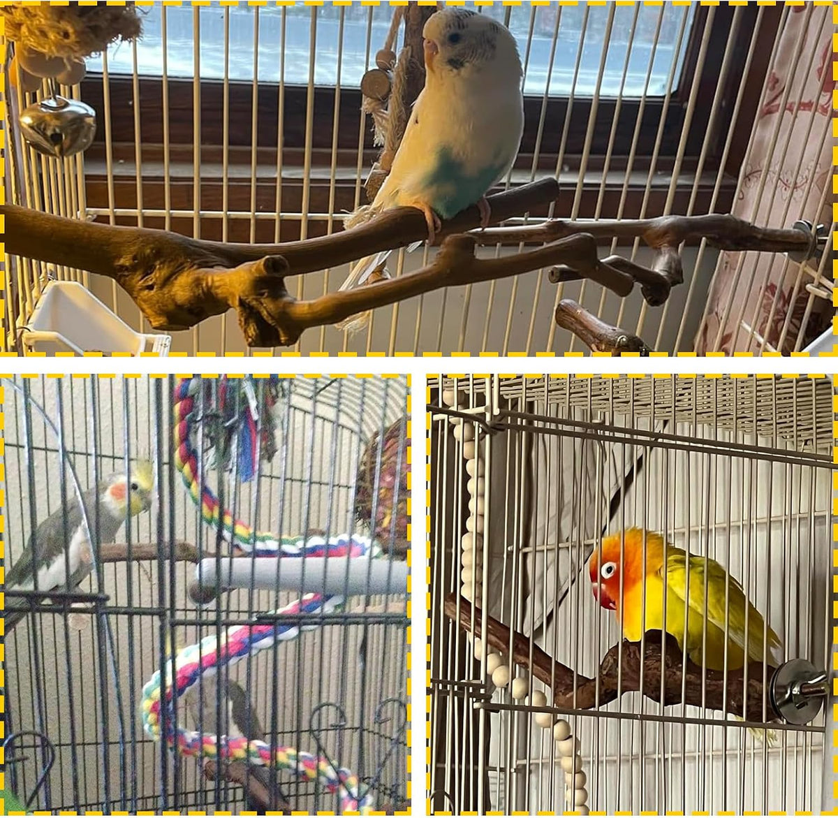 PINVNBY Parrot Perches Natural Birds Stand Wild Grape Stick Grinding - 1 PCS: - image 4