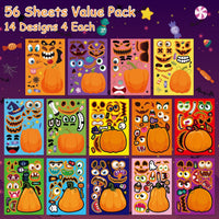 Aowplc 56 Halloween Pumpkin Make-a-Face Sticker Sheets for Kids - Pumpkin - image 2