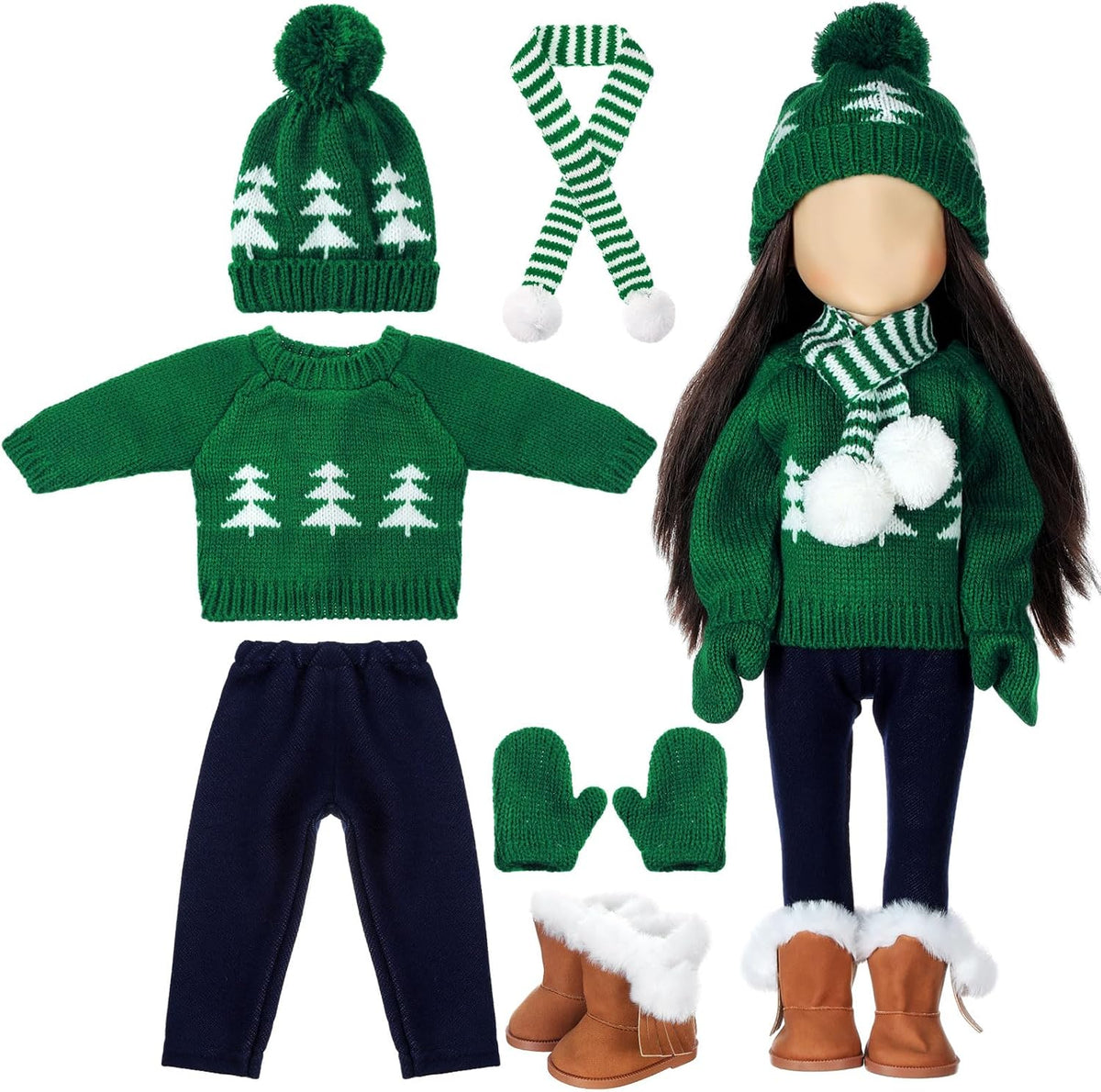 Bencailor 18 inch doll clothes set with jacket, vest, pants, hat and high boots in Christmas cowgirl - view 7