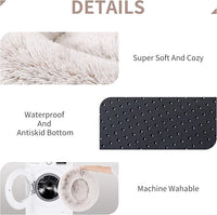Love's cabin Calming Cat Bed for Indoor Cats,Anti-Anxiety Donut Round Dog Bed,Fluffy Faux Fur Washable Pet Bed for Small Medium Dogs and Cats,Coffee,24in