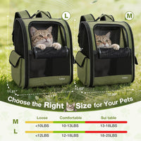 Lekereise Dog Carrier Backpack for Small Medium Dogs Cats up to 18 lbs - Green / M-Mesh Window - image 4