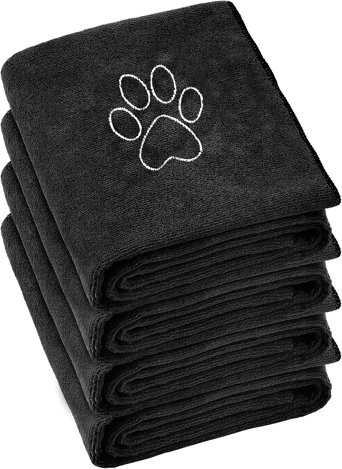 Chumia 4 Pcs Dog Towels for Drying - 16 x 32 Inch / Black