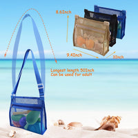 MUYIZI Mesh Beach Bag for Shells Collecting 3 Pack - Black+Deep Blue+Brown - image 3