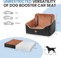 Dog Car Seat for Medium Dogs - Pet Car Seat with 2 Safety Straps & Waterproof Padding, Portable Pet Carrier for Cars, Trucks & SUVs, Comfortable Booster Bed for Pets Up to 55lbs (Black/Coffee)