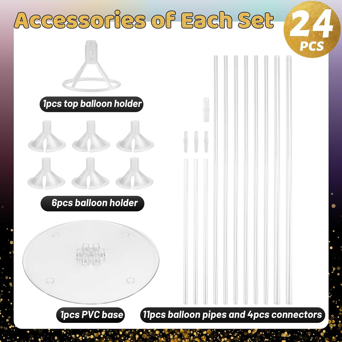 JOYYPOP 4 Sets Balloon Stand Kit For Table - 24 Pack Clear - image 3