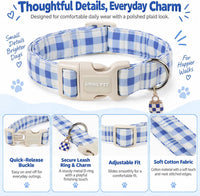 ARING PET Halloween Dog Collar-Cute Fall Dog Collar for Small Dogs - Small / Plaid Blue - image 3