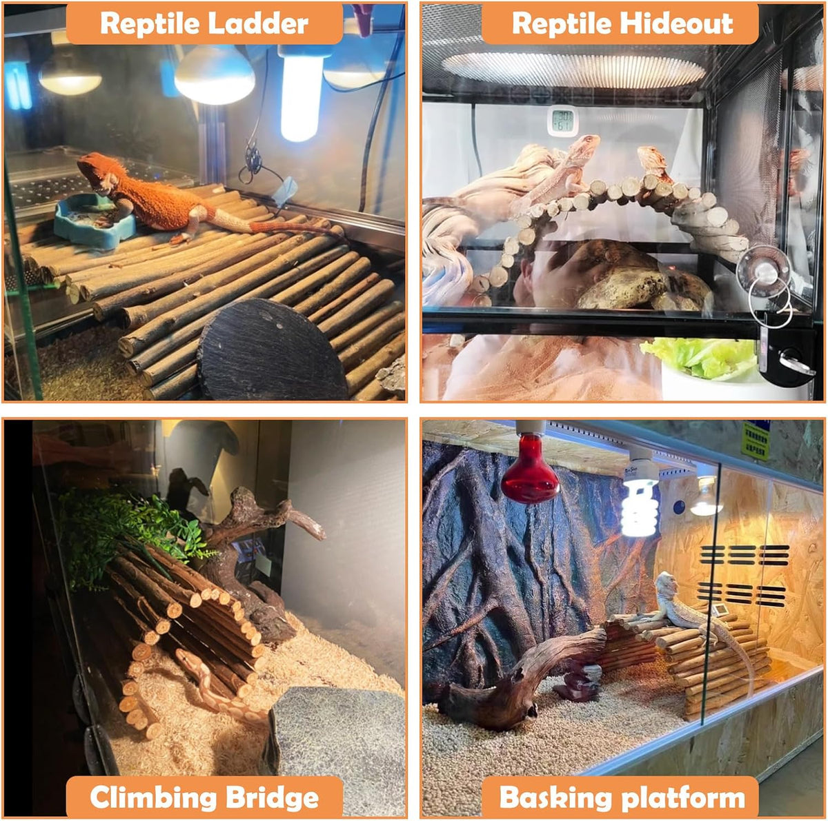 Extra Large Tortoise Hide Reptile Hideout Wood Turtle Tunnel – Essentials for Reptiles And Amphibians - XL-19.7 x 11.8 -3 PACK - image 3