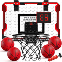 TEMI Indoor Basketball Hoop for Kids, Door Room Basketball Hoop - Basketball Hoop & Scoreboard & 4 Balls