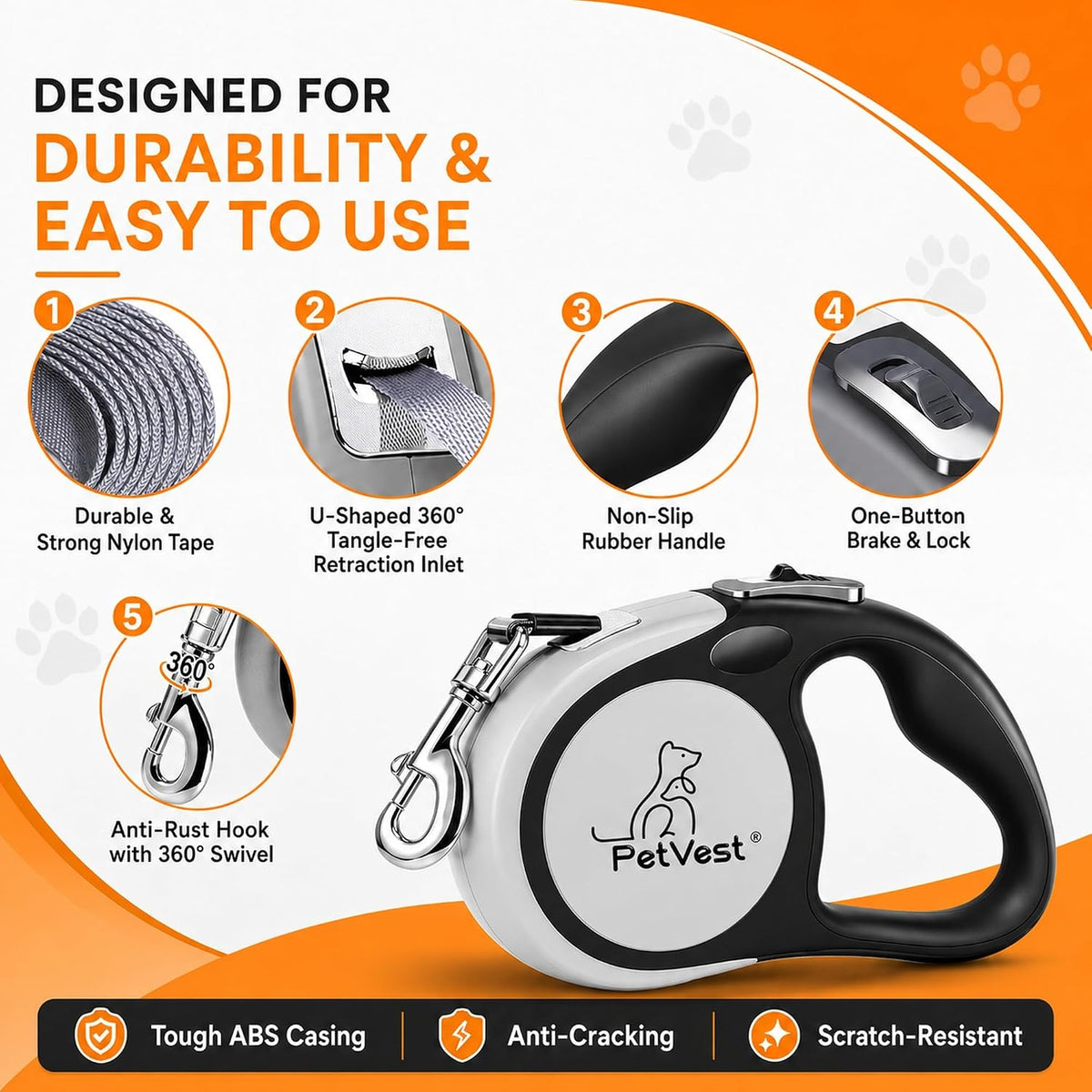 Dual Retractable Dog Leash, Detachable for Single Use - 16 FT - image 4