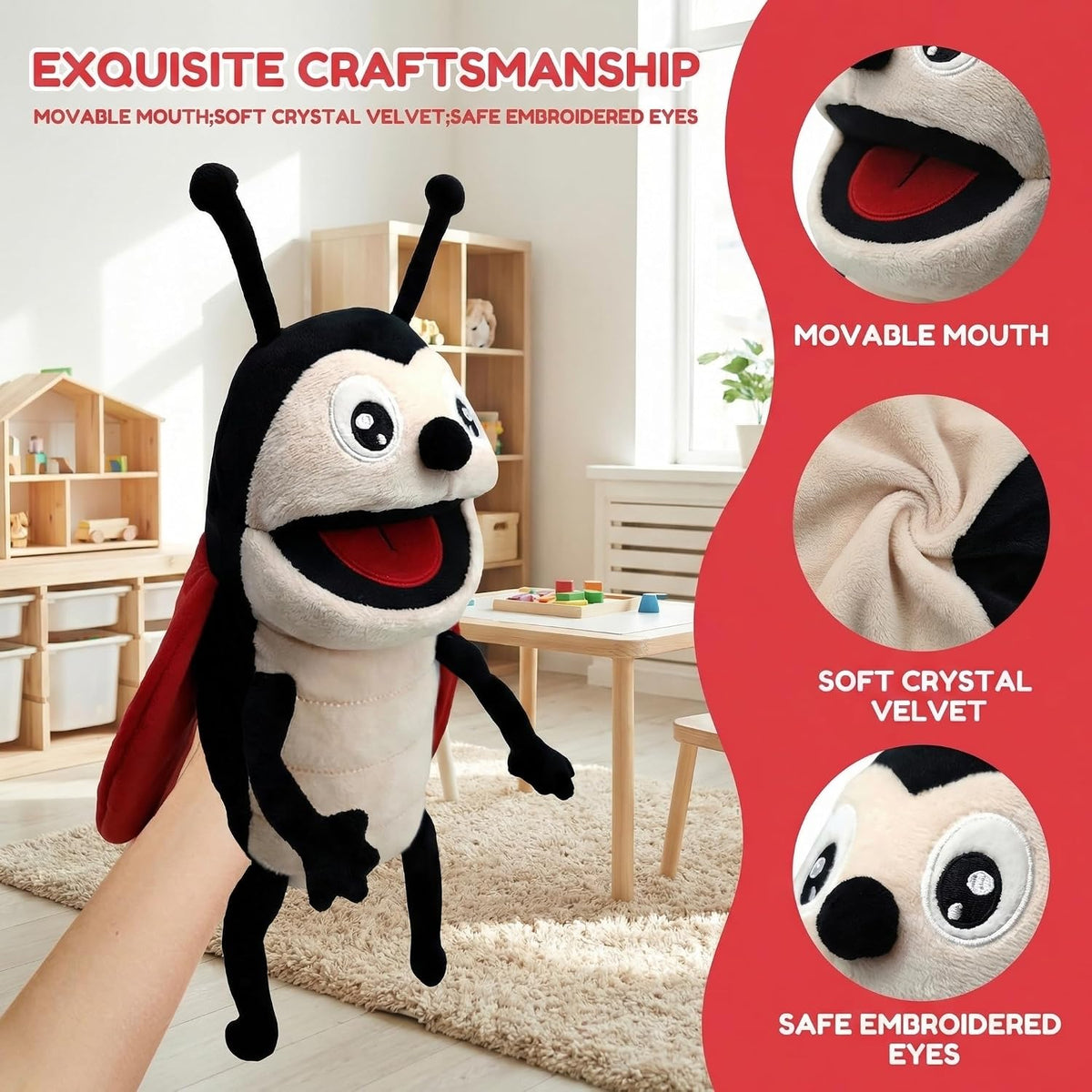 Marine Animals Hand Puppets for Kids, Toddler Includes Sharks - Ladybugs / Insects - image 3