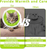 Soft Adjustable Cat Cone Collar, Comfortable Recovery Collar for Cats After Surgery (Kiwifruit, Small)