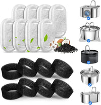 16 Pack Replacement Filters for Cat/Dog Water Fountain - 8 Filters+8 Sponges